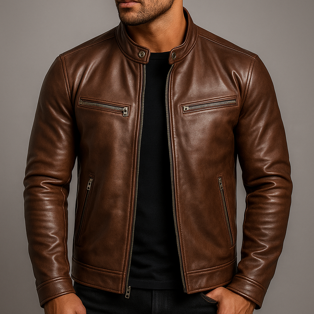 Jaromir | Vintage Leather Jacket with Zipper